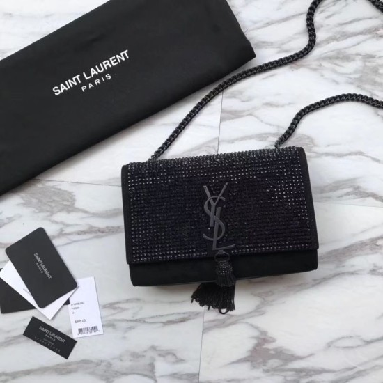 Replica YSL Saint Laurent Small Monogram Kate Diamond Bag Black