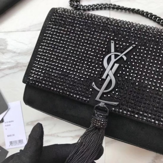 Replica YSL Saint Laurent Small Monogram Kate Diamond Bag Black