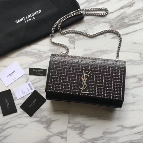 Replica YSL Saint Laurent Medium Monogram Kate Diamond Cowhide Bag Black
