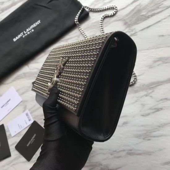 Replica YSL Saint Laurent Medium Monogram Kate Diamond Cowhide Bag Black