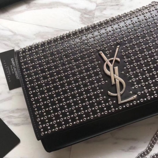 Replica YSL Saint Laurent Medium Monogram Kate Diamond Cowhide Bag Black