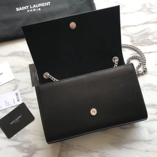 Replica YSL Saint Laurent Medium Monogram Kate Diamond Cowhide Bag Black