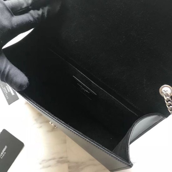 Replica YSL Saint Laurent Medium Monogram Kate Diamond Cowhide Bag Black