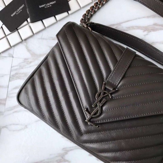 Fake YSL Saint Laurent Medium Monogram Kate Chain Shoulder Bag Gray Replica