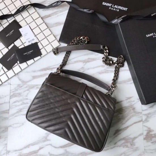 Fake YSL Saint Laurent Medium Monogram Kate Chain Shoulder Bag Gray Replica
