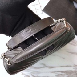 Fake YSL Saint Laurent Medium Monogram Kate Chain Shoulder Bag Gray Replica