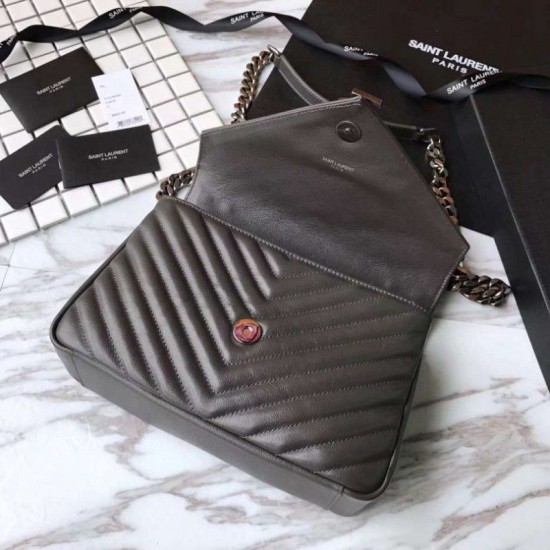 Fake YSL Saint Laurent Medium Monogram Kate Chain Shoulder Bag Gray Replica