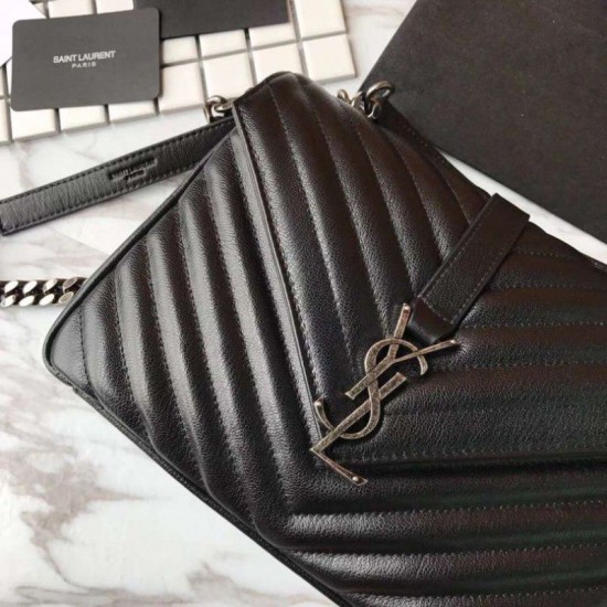 Replica YSL Saint Laurent Medium Monogram Kate Chain Shoulder Bag Black