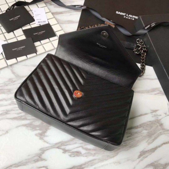 Replica YSL Saint Laurent Medium Monogram Kate Chain Shoulder Bag Black
