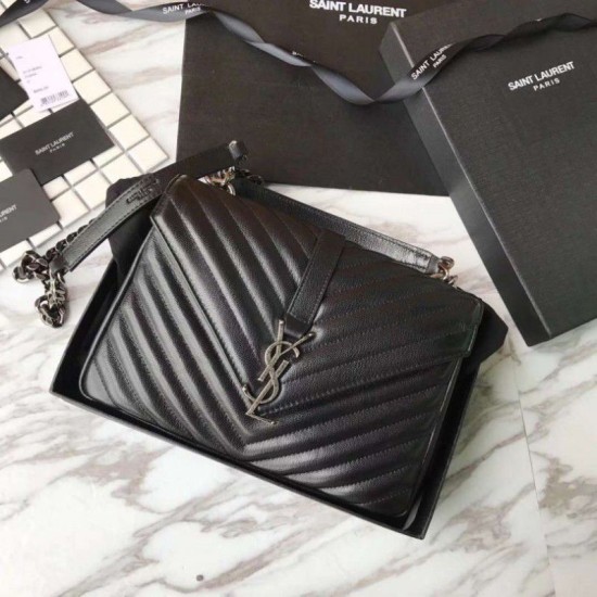 Replica YSL Saint Laurent Medium Monogram Kate Chain Shoulder Bag Black
