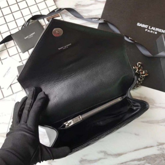 Replica YSL Saint Laurent Medium Monogram Kate Chain Shoulder Bag Black