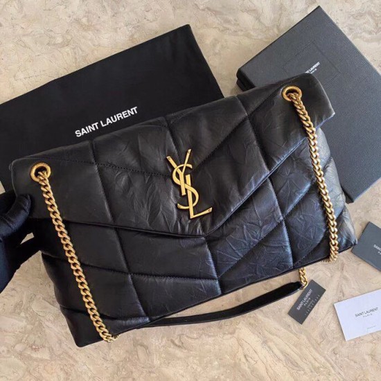 Replica YSL Saint Laurent Loulou Puffer Large Bag Quilted Wrinkly Matte Leather Black Replica YSL Saint Laurent Loulou Puffer Large Bag Quilted Wrinkly Matte Leather Black