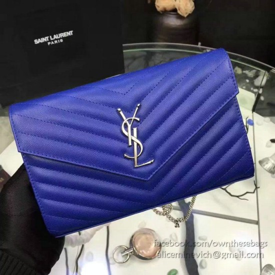 Replica Saint Laurent Blue Grained Matelasse Leather Chain Wallet Y221220 Replica Saint Laurent Blue Grained Matelasse Leather Chain Wallet Y221220