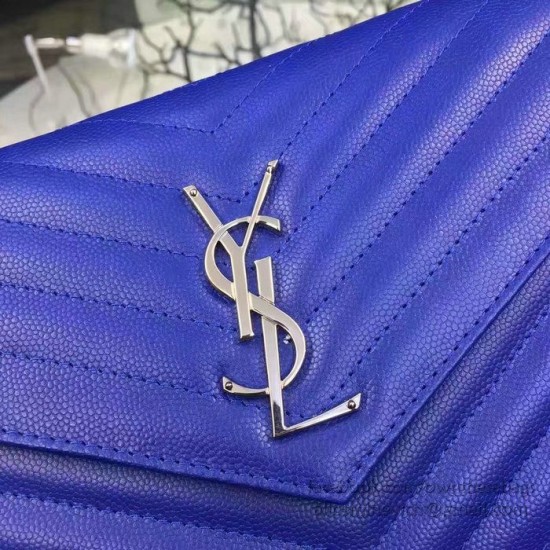 Replica Saint Laurent Blue Grained Matelasse Leather Chain Wallet Y221220 Replica Saint Laurent Blue Grained Matelasse Leather Chain Wallet Y221220