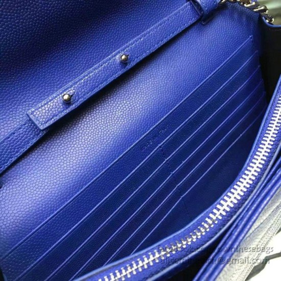 Replica Saint Laurent Blue Grained Matelasse Leather Chain Wallet Y221220 Replica Saint Laurent Blue Grained Matelasse Leather Chain Wallet Y221220