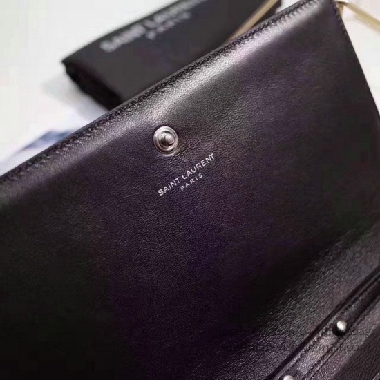 Fake Saint Laurent Chain Wallet in Black Crocodile Embossed Leather 377829 Replica Replica Saint Laurent Chain Wallet in Black Crocodile Embossed Leather 377829