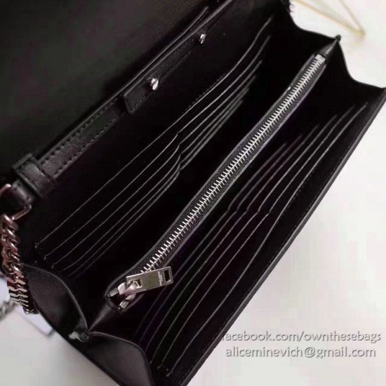 Fake Saint Laurent Chain Wallet in Black Crocodile Embossed Leather 377829 Replica Replica Saint Laurent Chain Wallet in Black Crocodile Embossed Leather 377829