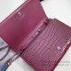 Fake Saint Laurent Chain Wallet in Burgundy Crocodile Embossed Leather 377829 Replica