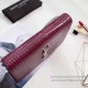Fake Saint Laurent Chain Wallet in Burgundy Crocodile Embossed Leather 377829 Replica