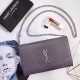Replica Saint Laurent Chain Wallet in Grey Crocodile Embossed Leather 377829