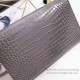 Replica Saint Laurent Chain Wallet in Grey Crocodile Embossed Leather 377829