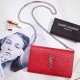 Fake Saint Laurent Chain Wallet in Red Crocodile Embossed Leather 377829 Replica