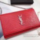 Fake Saint Laurent Chain Wallet in Red Crocodile Embossed Leather 377829 Replica