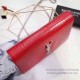 Fake Saint Laurent Chain Wallet in Red Crocodile Embossed Leather 377829 Replica