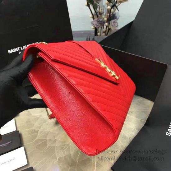 Replica Saint Laurent Classic Large Monogram Shoulder Bag in Red Grained Matelasse 396910