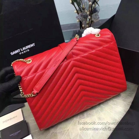 Replica Saint Laurent Classic Large Monogram Shoulder Bag in Red Grained Matelasse 396910
