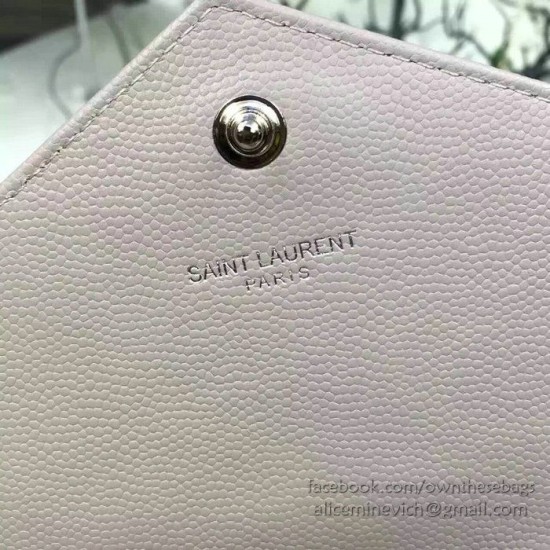 Replica Saint Laurent Light Pink Grained Matelasse Leather Chain Wallet Y221220
