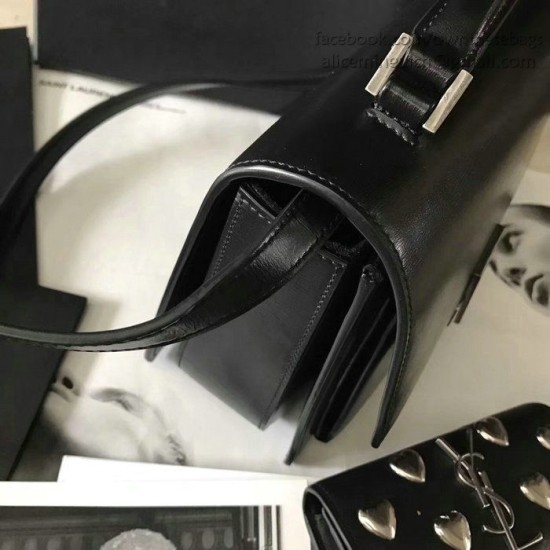 Fake Saint Laurent Medium Bellechasse Bag in Black Leather 482051 Replica