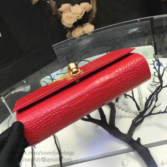 Replica Saint Laurent Medium Kate Monogram Tassel Croco Leather Shoulder Bag Red Y121230 Replica Saint Laurent Medium Kate Monogram Tassel Croco Leather Shoulder Bag Red Y121230