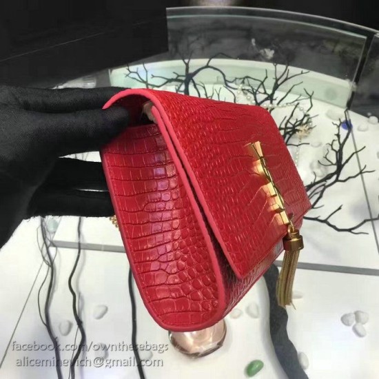 Replica Saint Laurent Medium Kate Monogram Tassel Croco Leather Shoulder Bag Red Y121230 Replica Saint Laurent Medium Kate Monogram Tassel Croco Leather Shoulder Bag Red Y121230