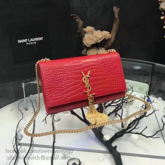Replica Saint Laurent Medium Kate Monogram Tassel Croco Leather Shoulder Bag Red Y121230 Replica Saint Laurent Medium Kate Monogram Tassel Croco Leather Shoulder Bag Red Y121230