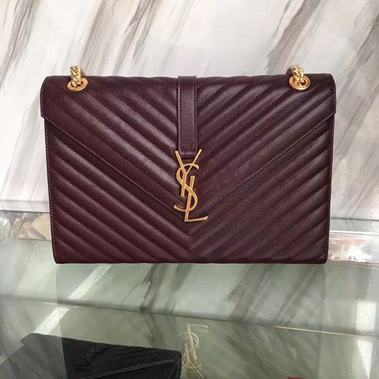 Replica Saint Laurent Monogram Large Grained Chain Shoulder Bag Burgundy Y230310