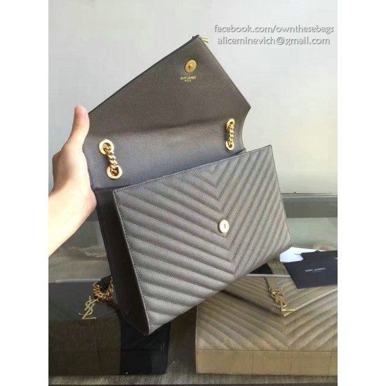 Replica Saint Laurent Monogram Large Grained Chain Shoulder Bag Grey Y230310