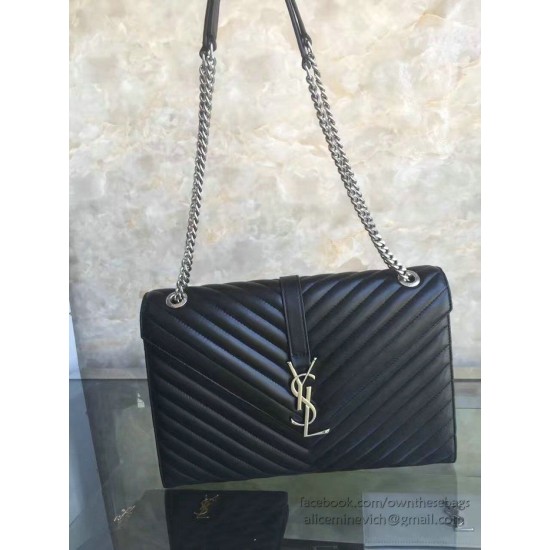 Fake Saint Laurent Monogram Large Kate Chain Shoulder Bag Black Y231220 Replica