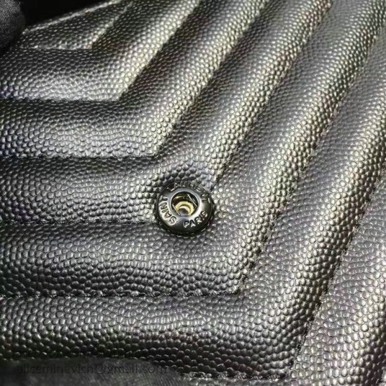 Replica Saint Laurent Monogram Medium Grained Matelasse Leather Chain Wallet Black Y121290