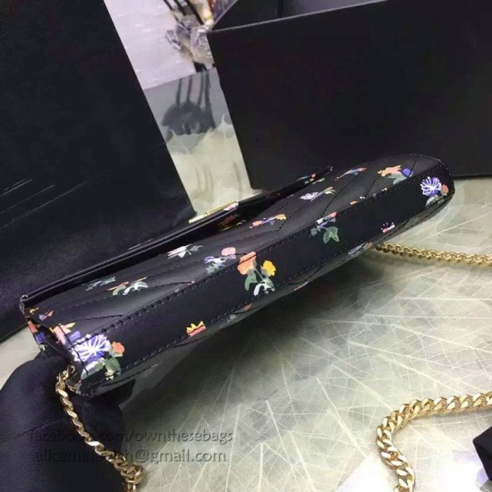 Replica Saint Laurent Monogram New Prairie Flower Chain Wallet Calfskin Leather 377828
