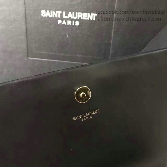 Fake Saint Laurent Monogram Shoulder Bag in Black Leather 354119 Replica