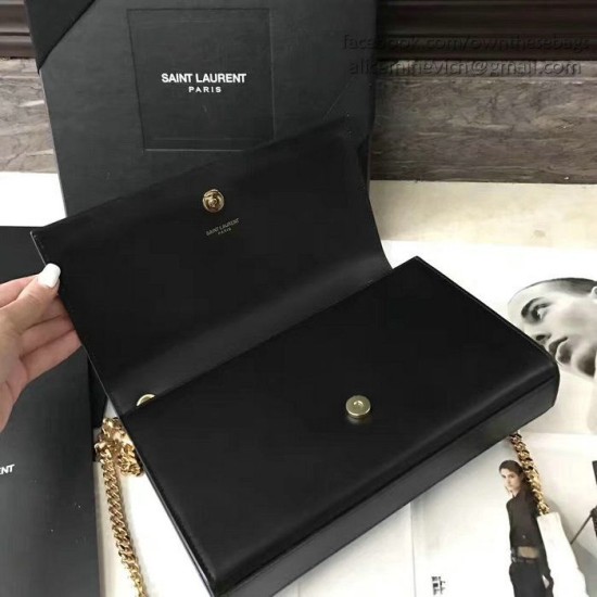 Fake Saint Laurent Monogram Shoulder Bag in Black Leather 354119 Replica