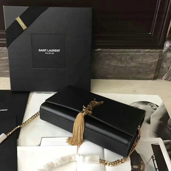 Fake Saint Laurent Monogram Shoulder Bag in Black Leather 354119 Replica