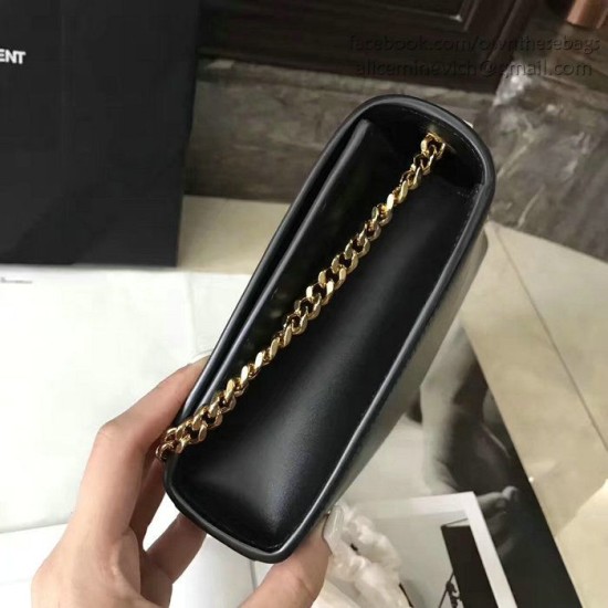 Fake Saint Laurent Monogram Shoulder Bag in Black Leather 354119 Replica