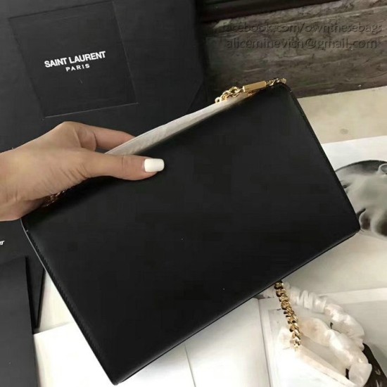 Fake Saint Laurent Monogram Shoulder Bag in Black Leather 354119 Replica