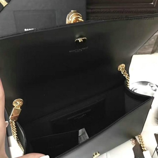Fake Saint Laurent Monogram Shoulder Bag in Black Leather 354119 Replica