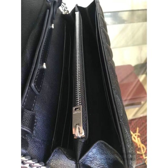 Replica Saint Laurent Satchel Medium Monogram in Black Matelasse Leather Y221260