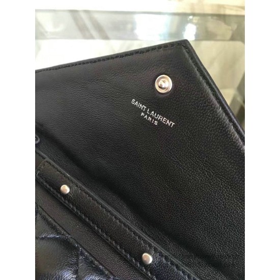 Replica Saint Laurent Satchel Medium Monogram in Black Matelasse Leather Y221260