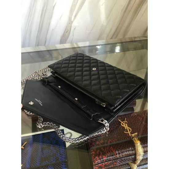 Replica Saint Laurent Satchel Medium Monogram in Black Matelasse Leather Y221260