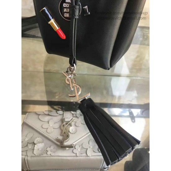 Fake Saint Laurent Sheepskin Mini Bourse Bucket Bag Black Y220350 Replica